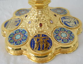 French antique solid silver gilt Gothic Chapel Set
